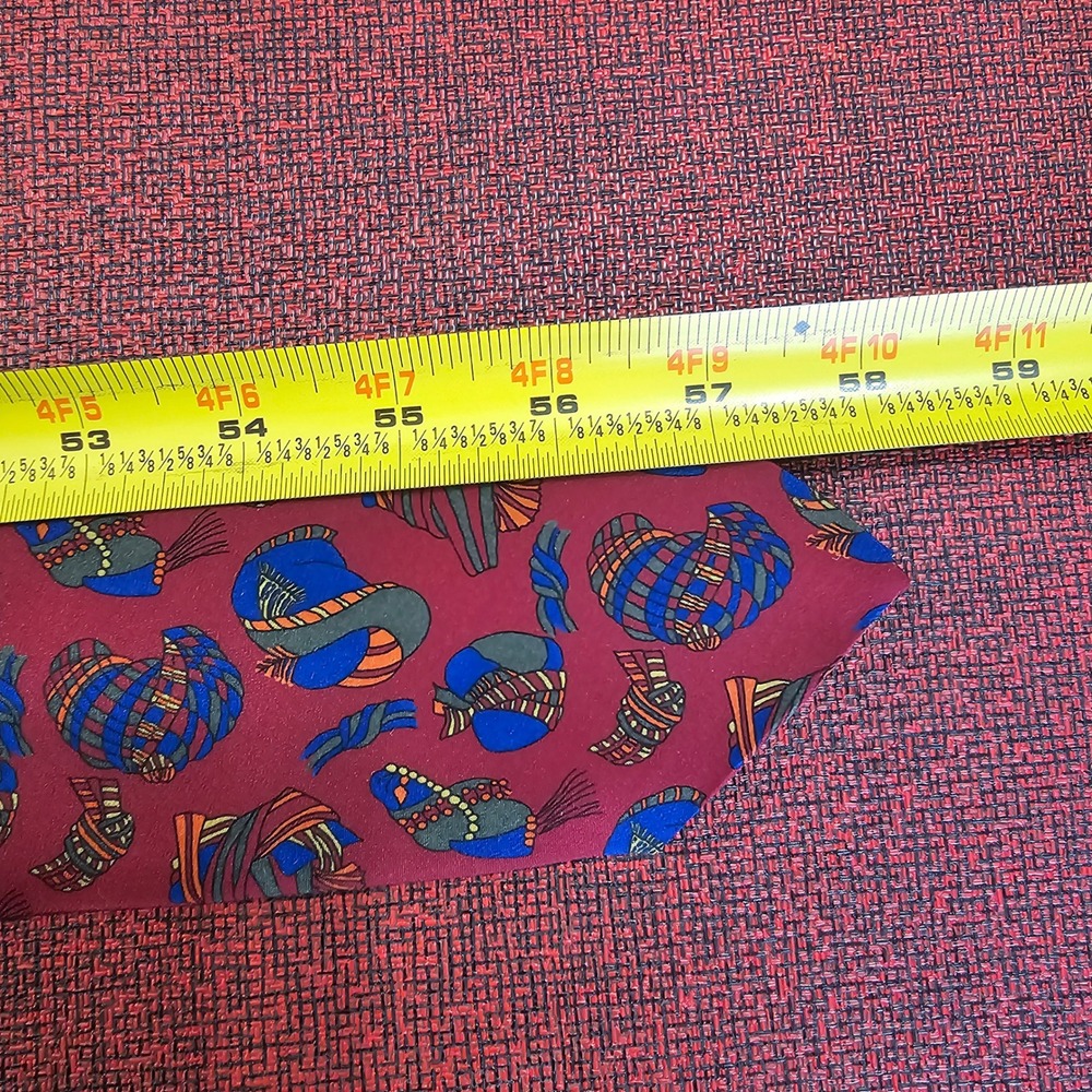 Vintage 90s Christian Dior Monsieur Silk Tie Red Italian Novelty Pattern Luxury - Picture 6 of 7